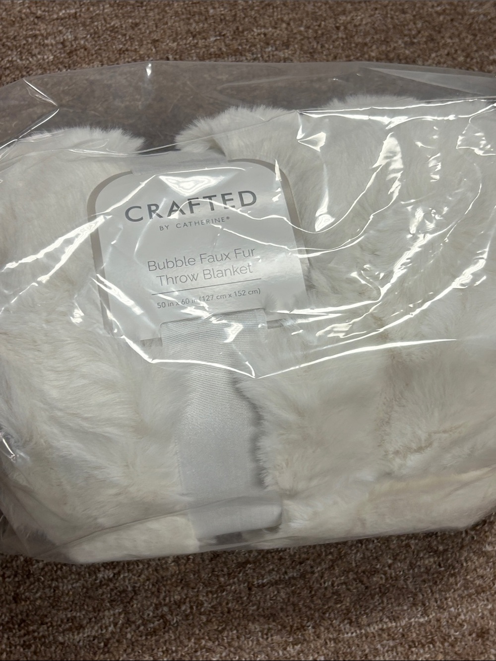Crafted Bubble Faux Fur Throw Blanket - White